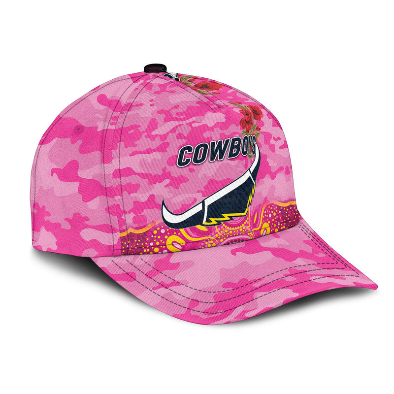 (Custom Personalised) North Queensland Cowboys ANZAC 2022 NRL Classic Cap Indigenous Vibes - Pink - Vibe Hoodie Shop