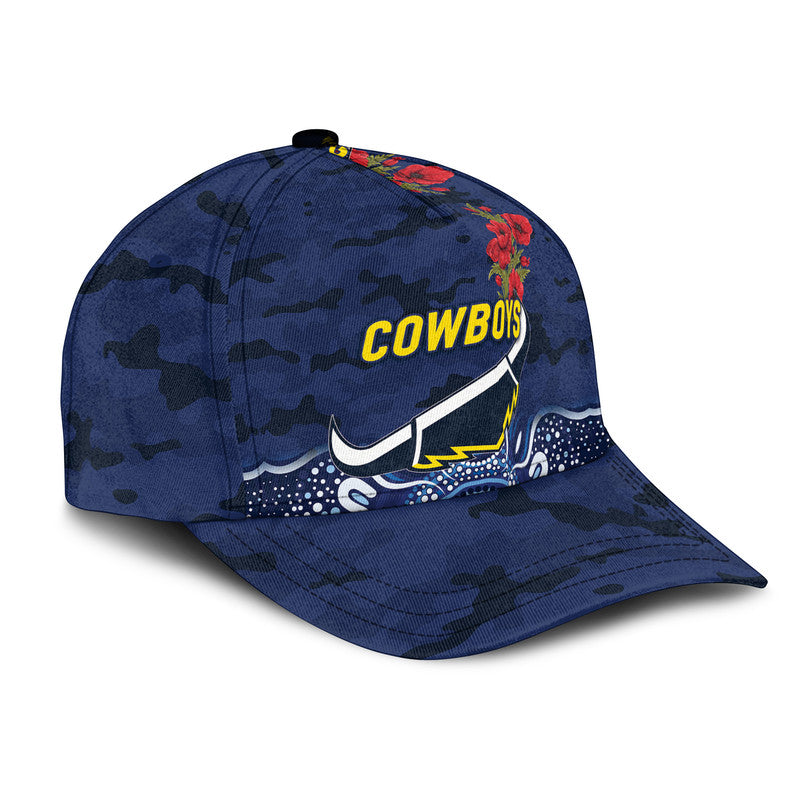 (Custom Personalised) North Queensland Cowboys ANZAC 2022 NRL Classic Cap Indigenous Vibes - Blue - Vibe Hoodie Shop