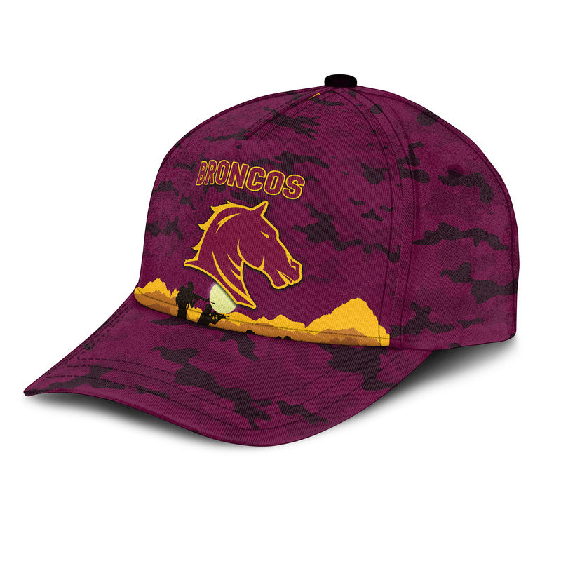 Brisbane Broncos ANZAC 2022 NRL Classic Cap Simple Style - Maroon - Vibe Hoodie Shop