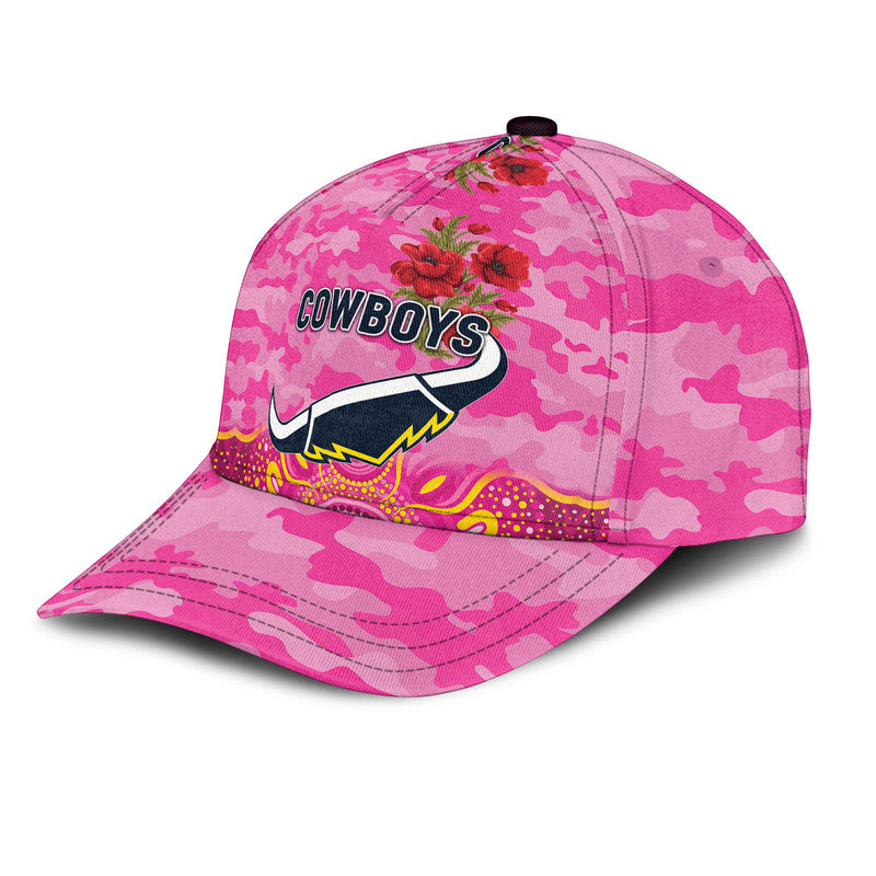 North Queensland Cowboys ANZAC 2022 NRL Classic Cap Indigenous Vibes - Pink - Vibe Hoodie Shop