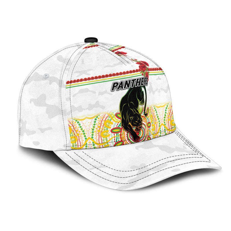 (Custom Personalised) Penrith Panthers ANZAC 2022 NRL Classic Cap Indigenous Vibes - White - Vibe Hoodie Shop