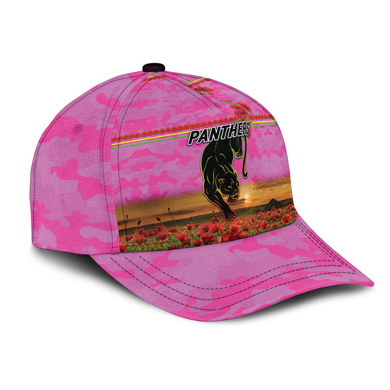 (Custom Personalised) Penrith Panthers ANZAC 2022 NRL Classic Cap Poppy Flowers Vibes - Pink - Vibe Hoodie Shop