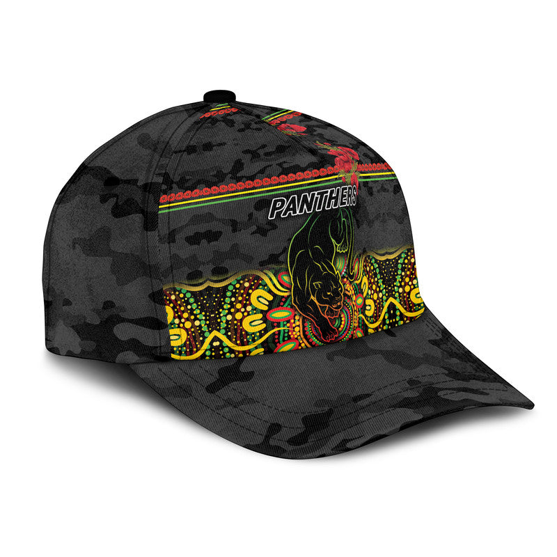 (Custom Personalised) Penrith Panthers ANZAC 2022 NRL Classic Cap Indigenous Vibes - Black - Vibe Hoodie Shop