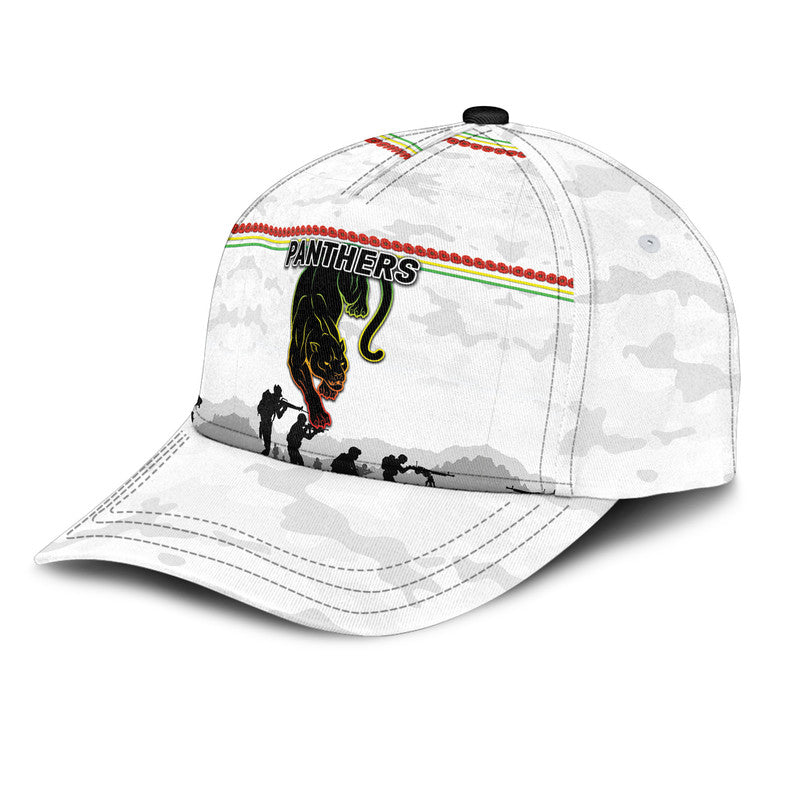 (Custom Personalised) Penrith Panthers ANZAC 2022 NRL Classic Cap Simple Style - White - Vibe Hoodie Shop