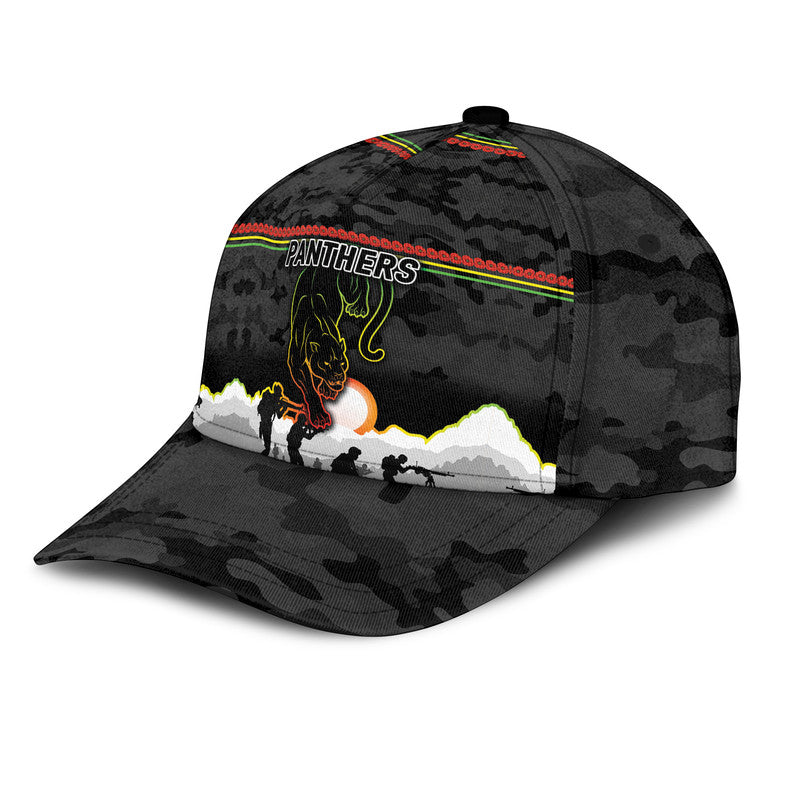 (Custom Personalised) Penrith Panthers ANZAC 2022 NRL Classic Cap Simple Style - Black - Vibe Hoodie Shop