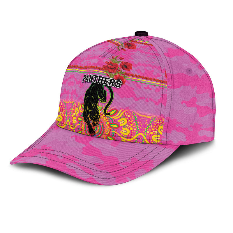 (Custom Personalised) Penrith Panthers ANZAC 2022 NRL Classic Cap Indigenous Vibes - Pink - Vibe Hoodie Shop