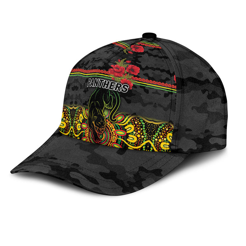 (Custom Personalised) Penrith Panthers ANZAC 2022 NRL Classic Cap Indigenous Vibes - Black - Vibe Hoodie Shop