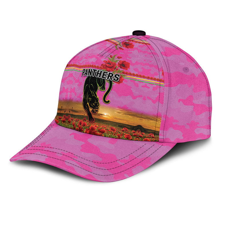 (Custom Personalised) Penrith Panthers ANZAC 2022 NRL Classic Cap Poppy Flowers Vibes - Pink - Vibe Hoodie Shop