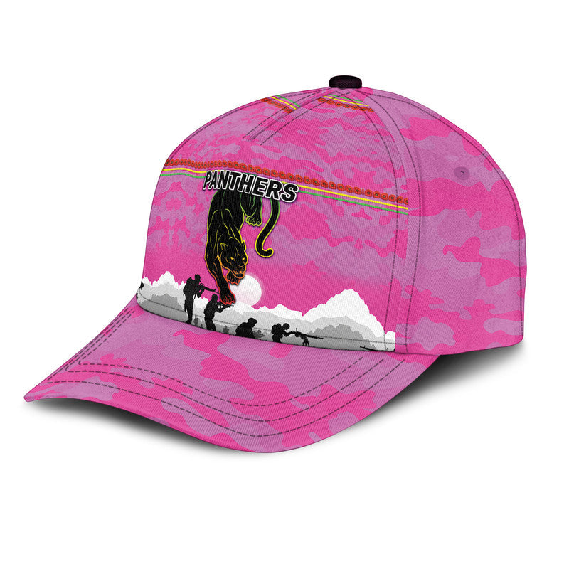 (Custom Personalised) Penrith Panthers ANZAC 2022 NRL Classic Cap Simple Style - Pink - Vibe Hoodie Shop