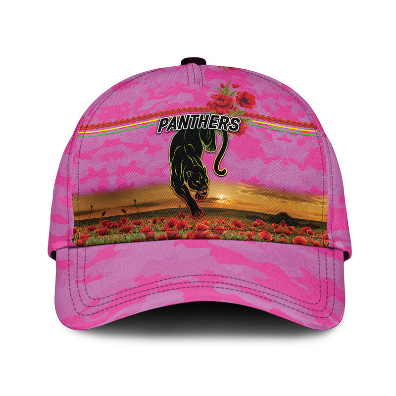 (Custom Personalised) Penrith Panthers ANZAC 2022 NRL Classic Cap Poppy Flowers Vibes - Pink - Vibe Hoodie Shop