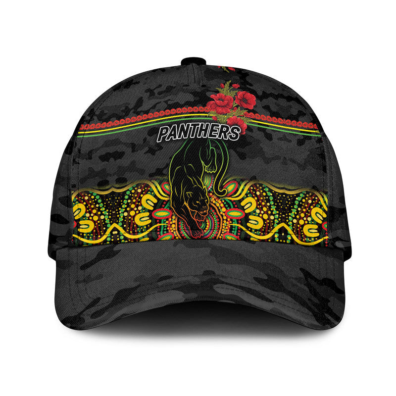 (Custom Personalised) Penrith Panthers ANZAC 2022 NRL Classic Cap Indigenous Vibes - Black - Vibe Hoodie Shop