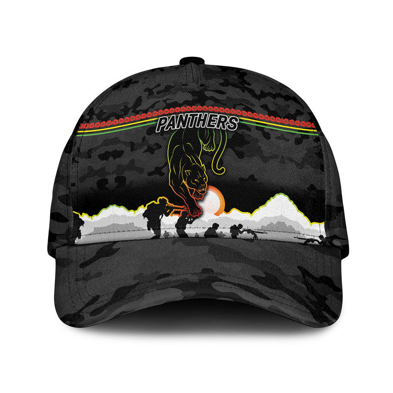 (Custom Personalised) Penrith Panthers ANZAC 2022 NRL Classic Cap Simple Style - Black - Vibe Hoodie Shop