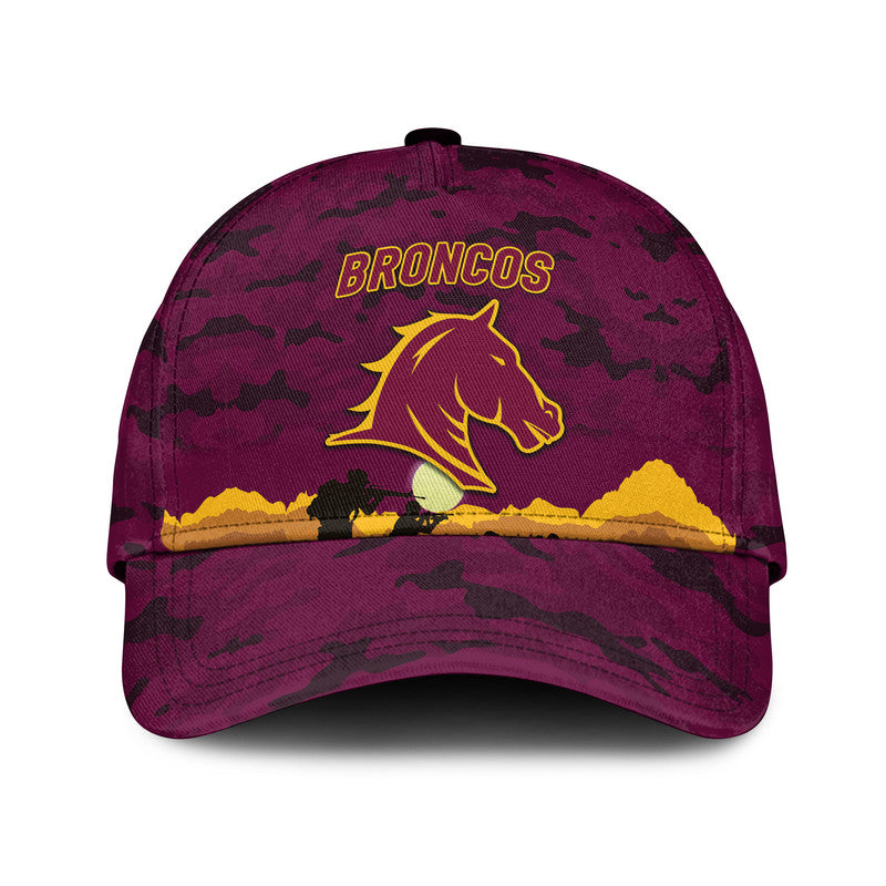 Brisbane Broncos ANZAC 2022 NRL Classic Cap Simple Style - Maroon - Vibe Hoodie Shop