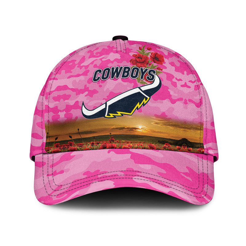 North Queensland Cowboys ANZAC 2022 NRL Classic Cap Poppy Flowers Vibes - Pink - Vibe Hoodie Shop