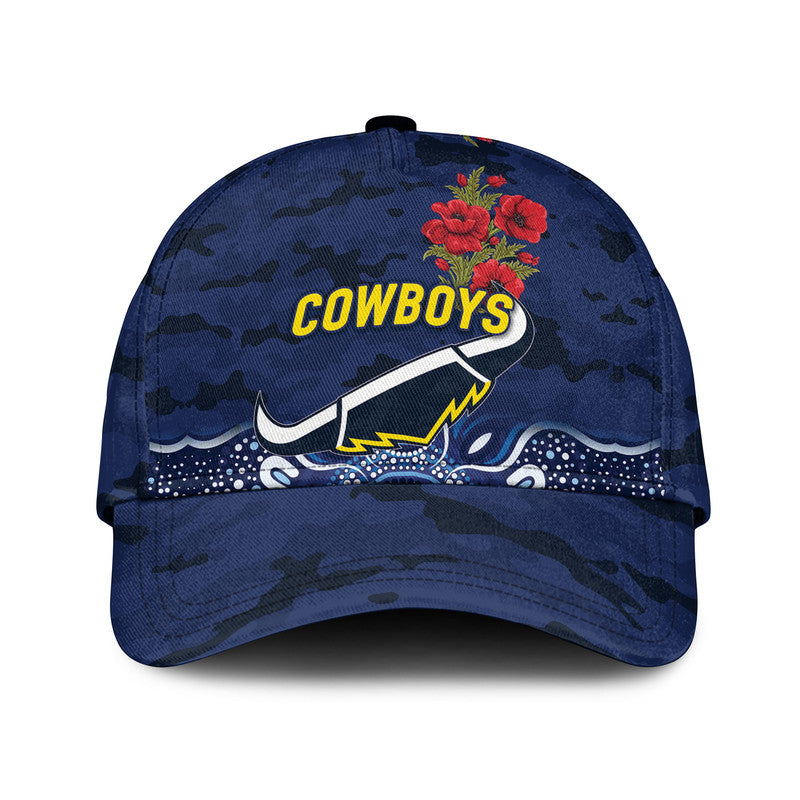 (Custom Personalised) North Queensland Cowboys ANZAC 2022 NRL Classic Cap Indigenous Vibes - Blue - Vibe Hoodie Shop