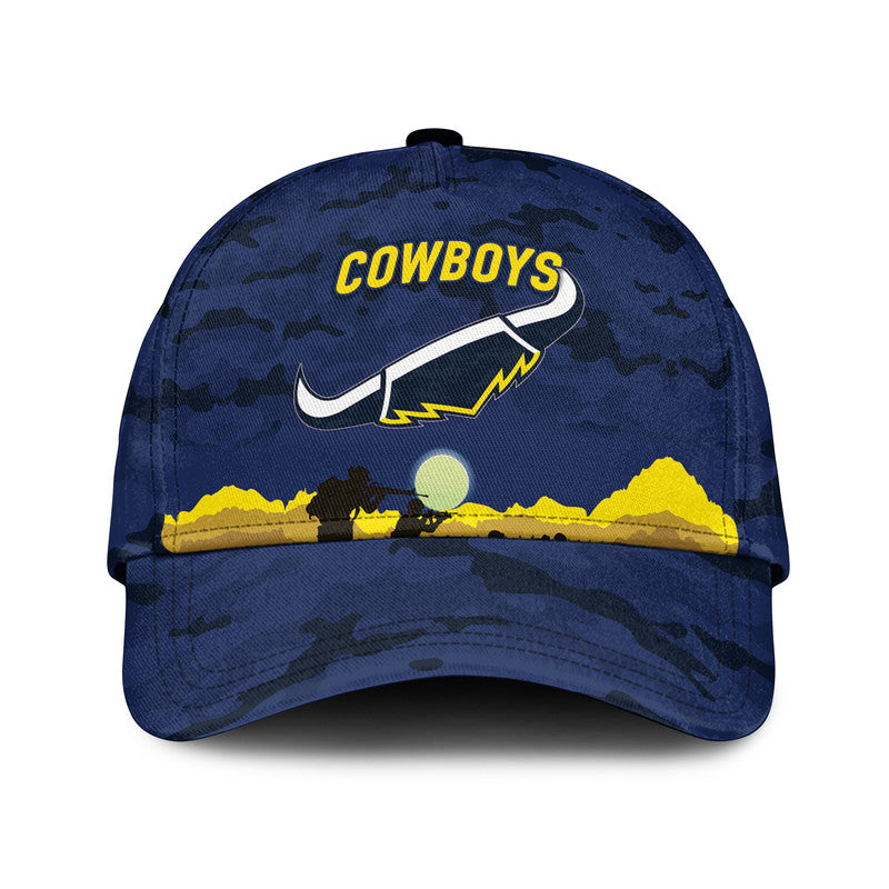 (Custom Personalised) North Queensland Cowboys ANZAC 2022 NRL Classic Cap Simple Style - Blue - Vibe Hoodie Shop