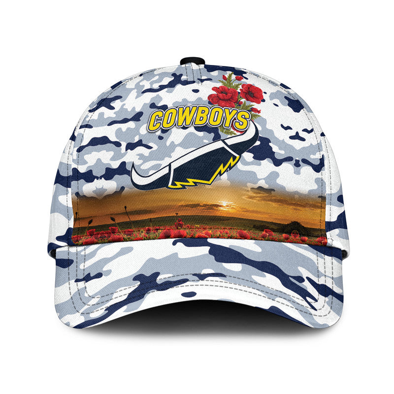 North Queensland Cowboys ANZAC 2022 NRL Classic Cap Poppy Flowers Vibes - White - Vibe Hoodie Shop