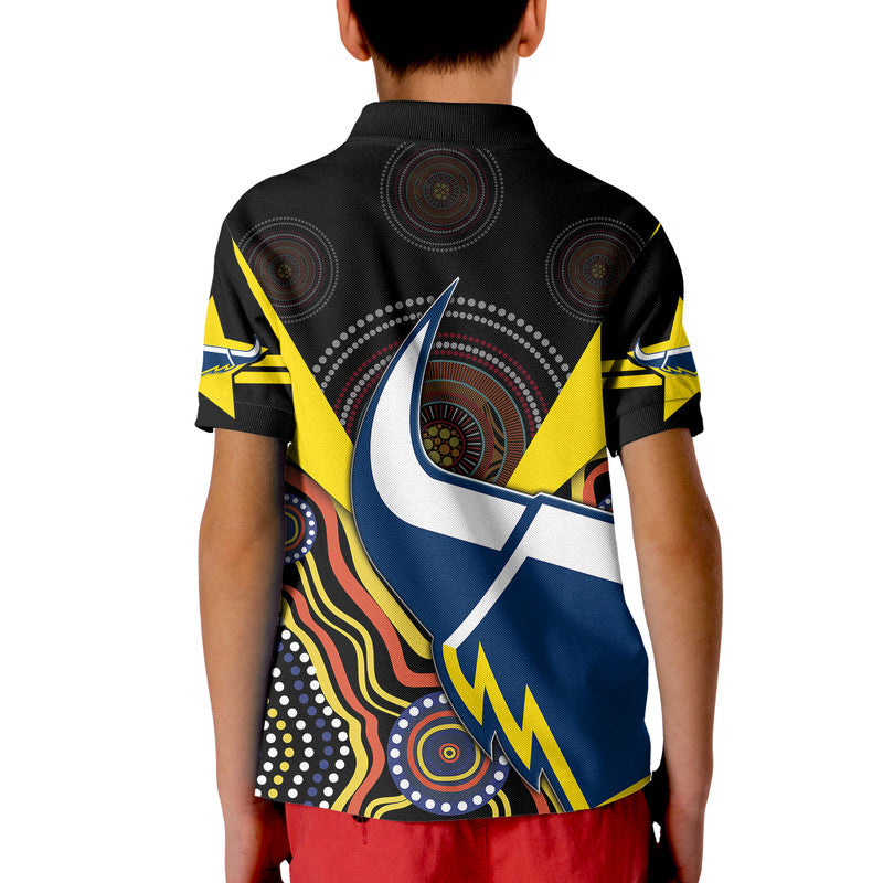 Cowboys Rugby Polo Shirt Indigenous Arboriginal Dot Paint Black Style LT9 - Vibe Hoodie Shop