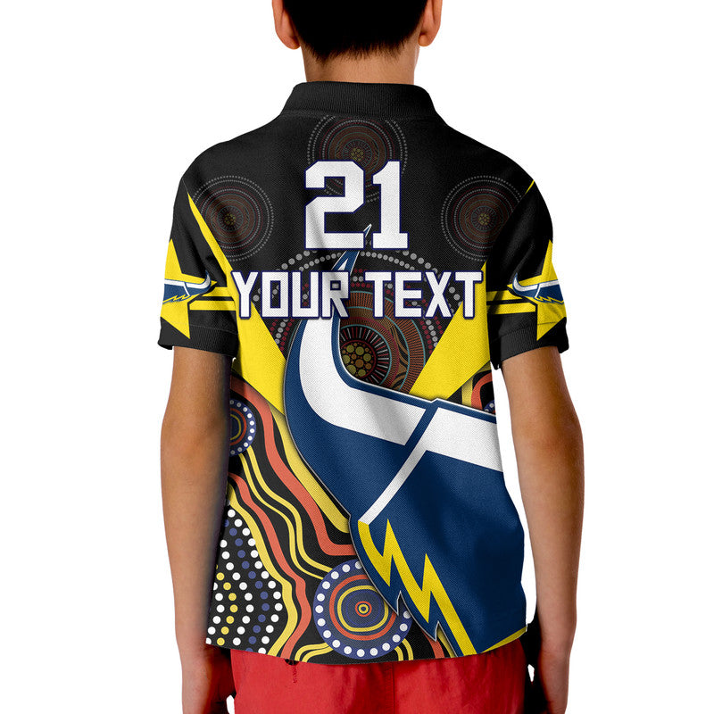 (Custom Personalised) Cowboys Rugby Polo Shirt Indigenous Arboriginal Dot Paint Black Style LT9 - Vibe Hoodie Shop