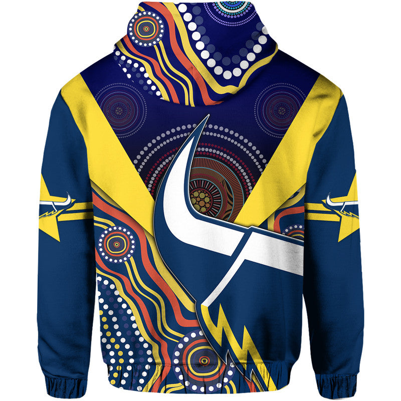 Cowboys Rugby Zip Up And Pullover Hoodie Indigenous Arboriginal Dot Paint Navy Style LT9 - Vibe Hoodie Shop