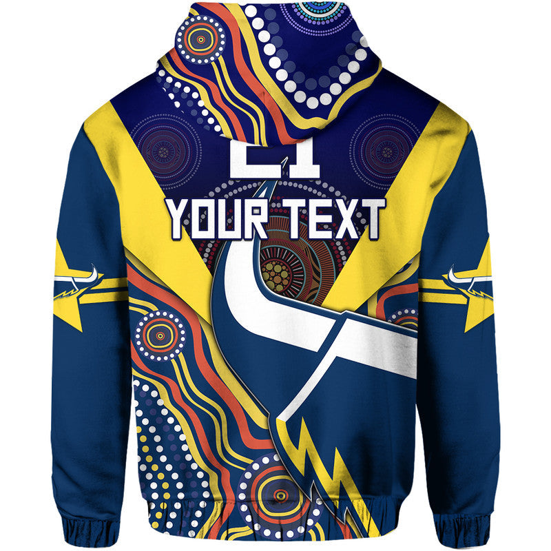 (Custom Personalised) Cowboys Rugby Zip Up And Pullover Hoodie Indigenous Arboriginal Dot Paint Navy Style LT9 - Vibe Hoodie Shop