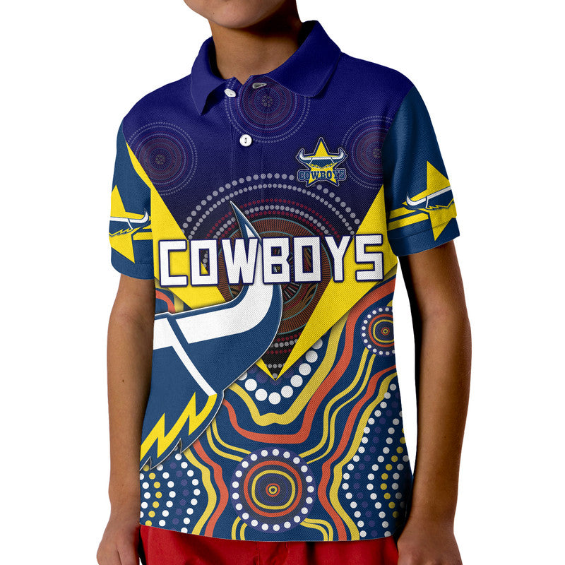(Custom Personalised) Cowboys Rugby Polo Shirt Indigenous Arboriginal Dot Paint Navy Style LT9 - Vibe Hoodie Shop
