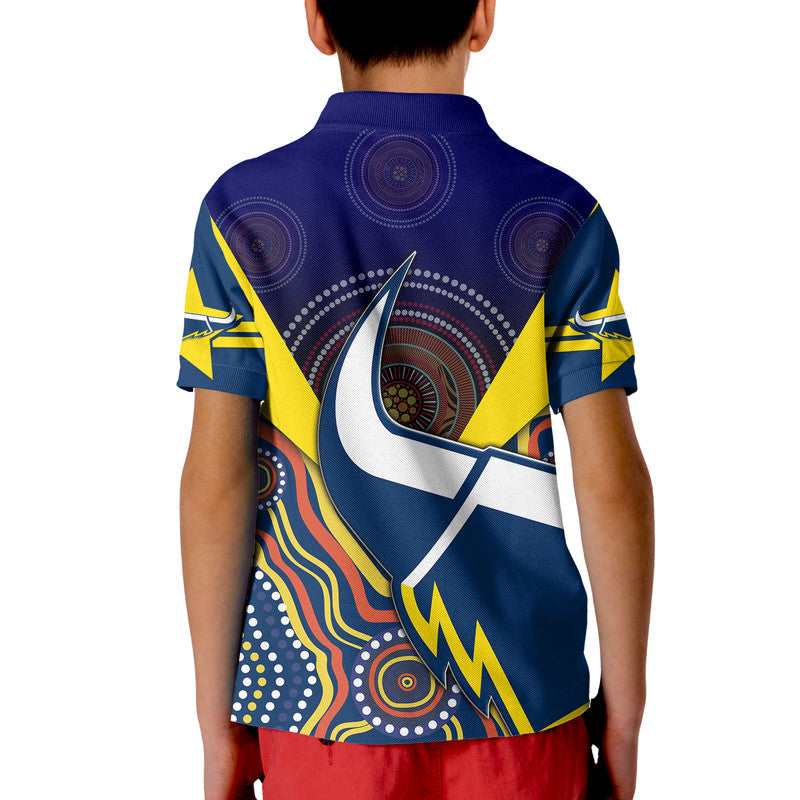 Cowboys Rugby Polo Shirt Indigenous Arboriginal Dot Paint Navy Style LT9 - Vibe Hoodie Shop