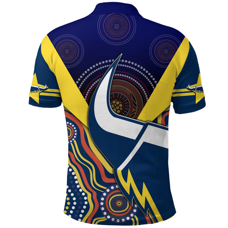 Cowboys Rugby Polo Shirt Indigenous Arboriginal Dot Paint Navy Style LT9 - Vibe Hoodie Shop