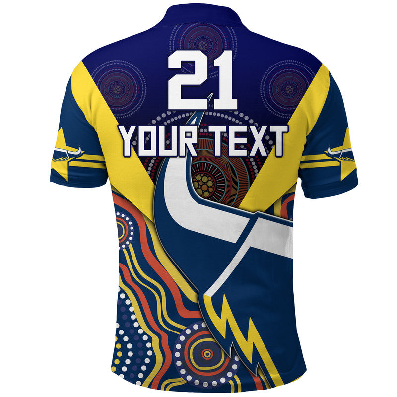(Custom Personalised) Cowboys Rugby Polo Shirt Indigenous Arboriginal Dot Paint Navy Style LT9 - Vibe Hoodie Shop
