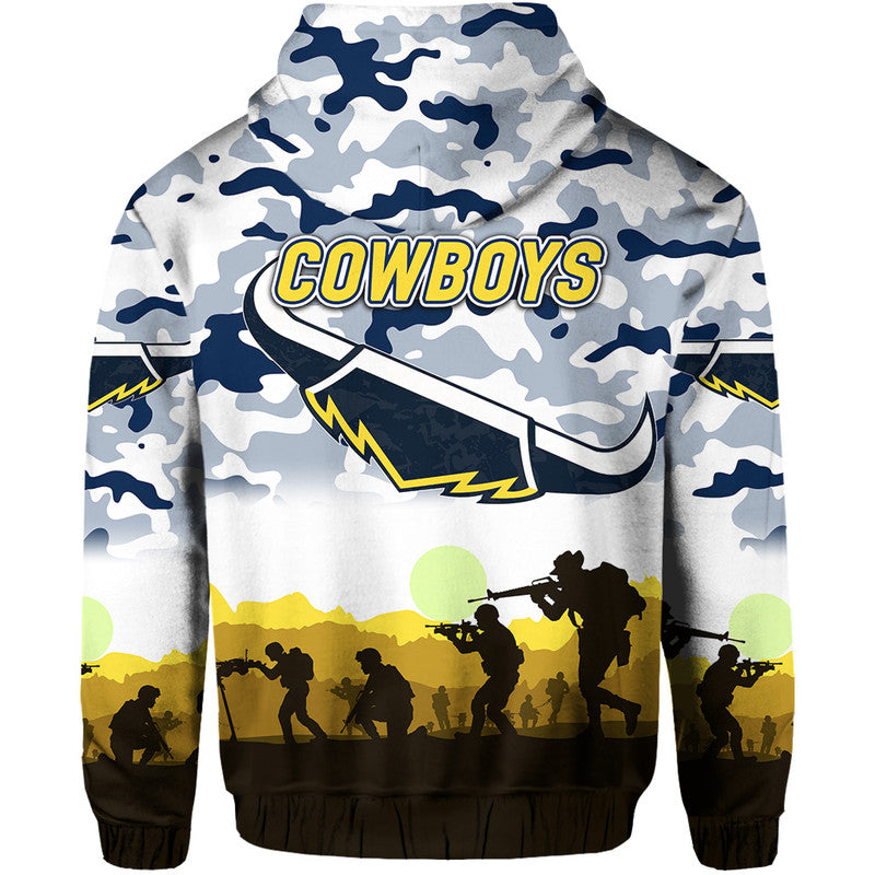 North Queensland Cowboys ANZAC 2022 Zip Up And Pullover Hoodie Simple Style - White LT8 - Vibe Hoodie Shop