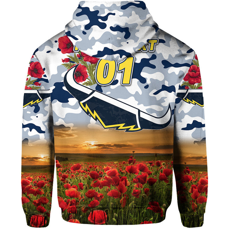 (Custom Personalised) North Queensland Cowboys ANZAC 2022 Zip Up And Pullover Hoodie Poppy Flowers Vibes - White LT8 - Vibe Hoodie Shop