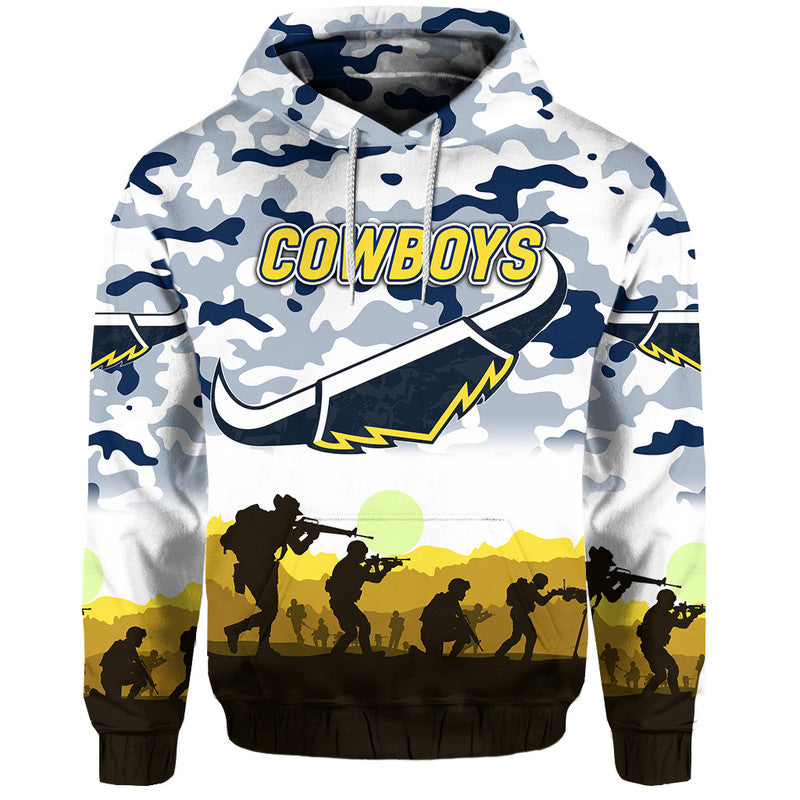 North Queensland Cowboys ANZAC 2022 Zip Up And Pullover Hoodie Simple Style - White LT8 - Vibe Hoodie Shop