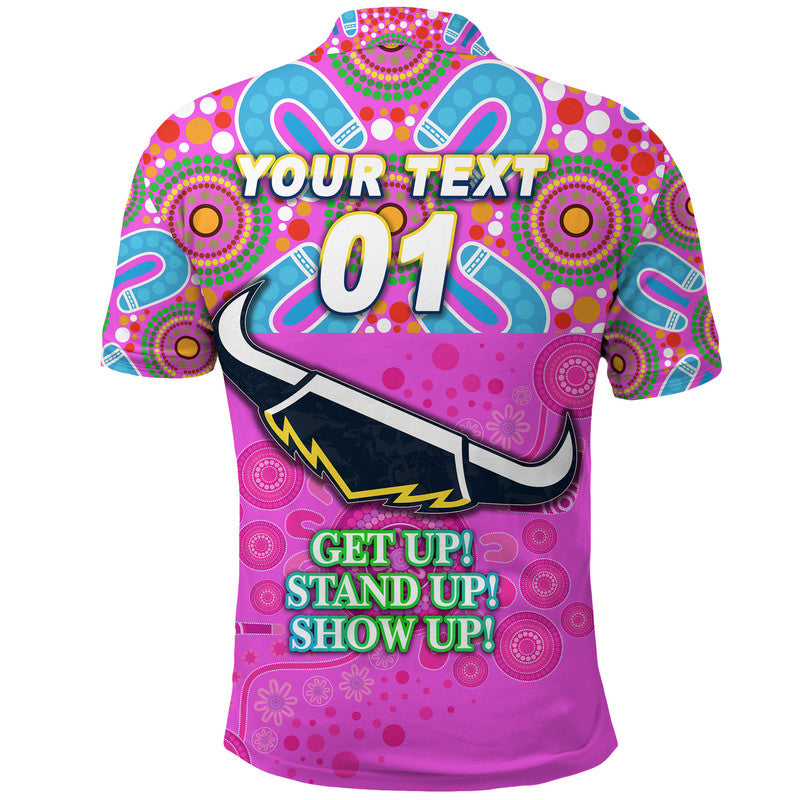 (Custom Personalised) Australia Cowboys Rugby NAIDOC Week 2022 Polo Shirt Simple Vibes - Pink - Vibe Hoodie Shop