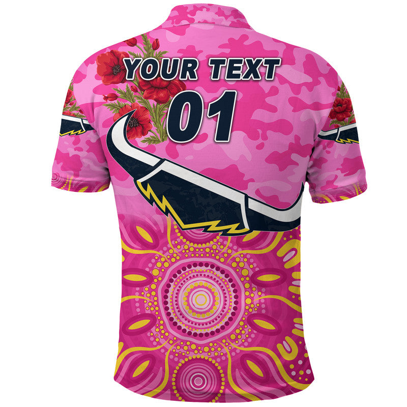 (Custom Personalised) North Queensland Cowboys ANZAC 2022 Polo Shirt Indigenous Vibes - Pink - Vibe Hoodie Shop