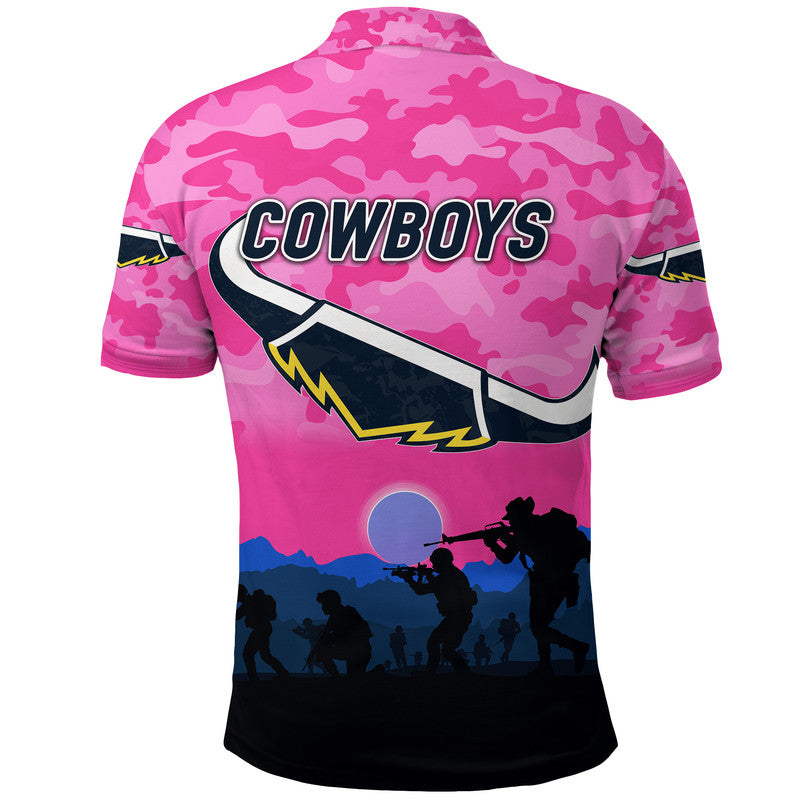 North Queensland Cowboys ANZAC 2022 Polo Shirt Simple Style - Pink - Vibe Hoodie Shop