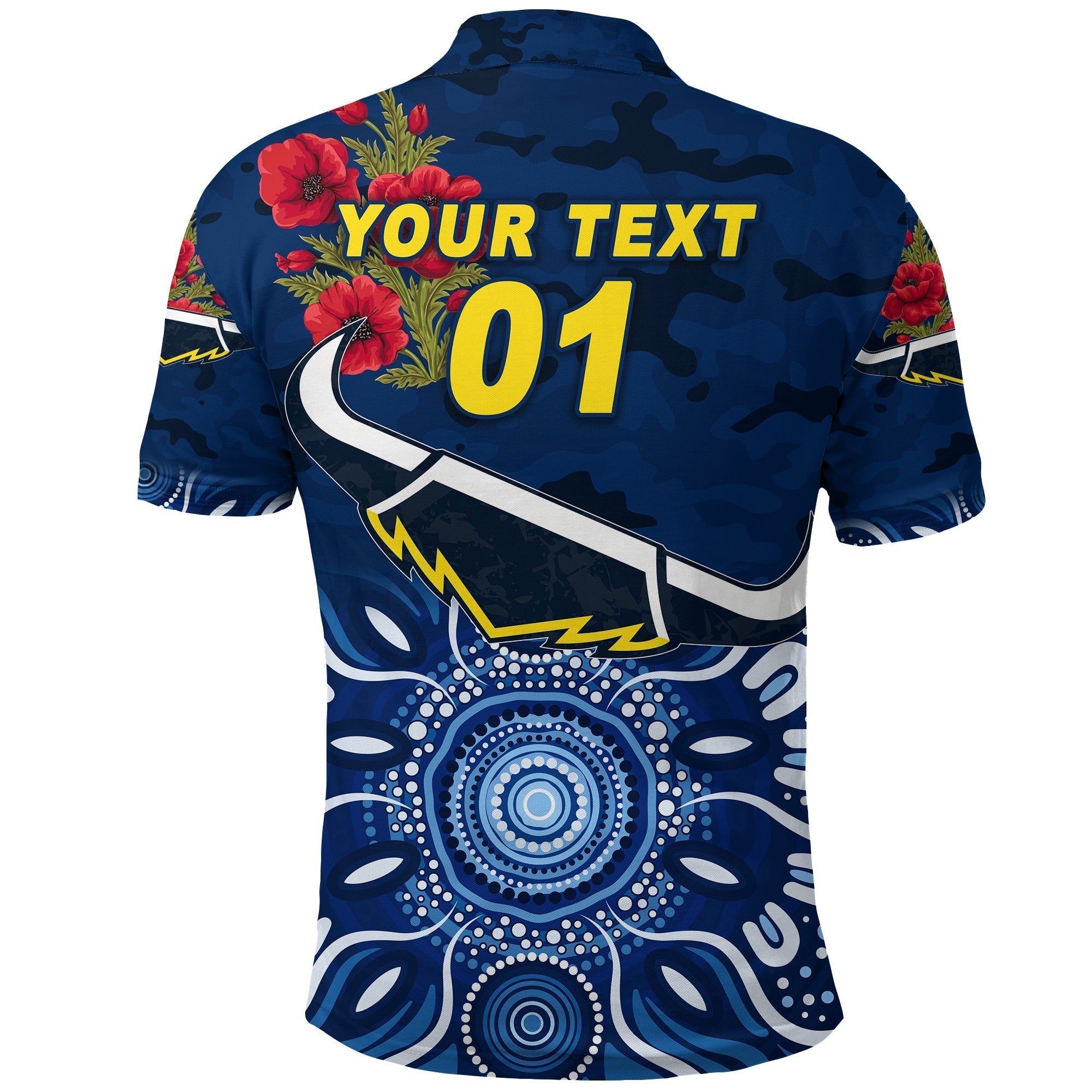 (Custom Personalised) North Queensland Cowboys ANZAC 2022 Polo Shirt Indigenous Vibes - Blue - Vibe Hoodie Shop