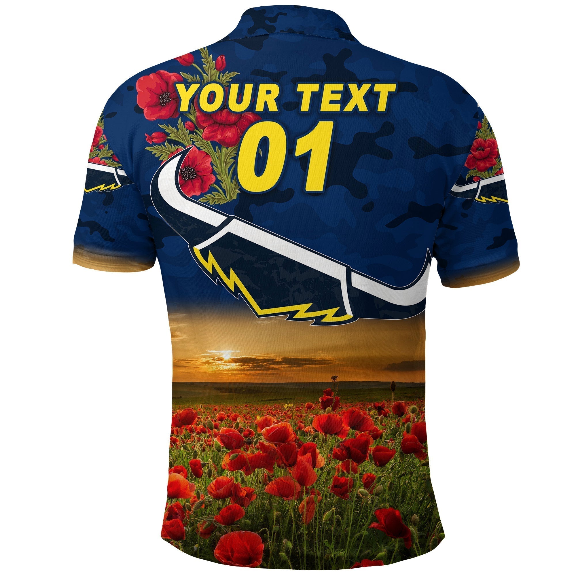 (Custom Personalised) North Queensland Cowboys ANZAC 2022 Polo Shirt Poppy Flowers Vibes - Blue - Vibe Hoodie Shop