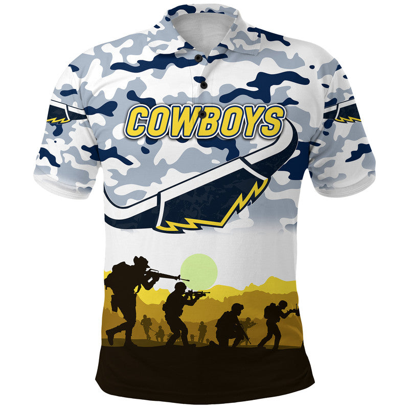 (Custom Personalised) North Queensland Cowboys ANZAC 2022 Polo Shirt Simple Style - White - Vibe Hoodie Shop