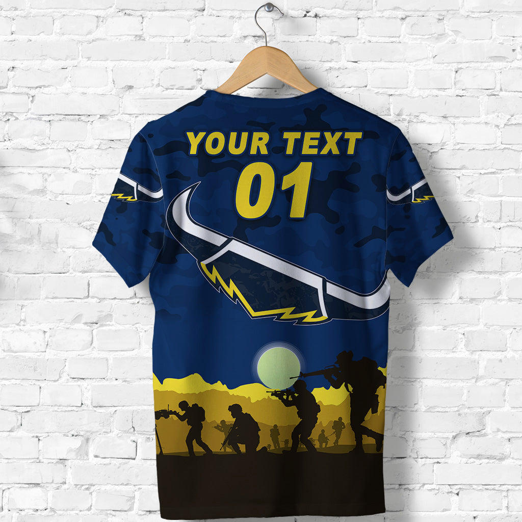 (Custom Personalised) North Queensland Cowboys ANZAC 2022 T shirt Simple Style - Blue - Vibe Hoodie Shop