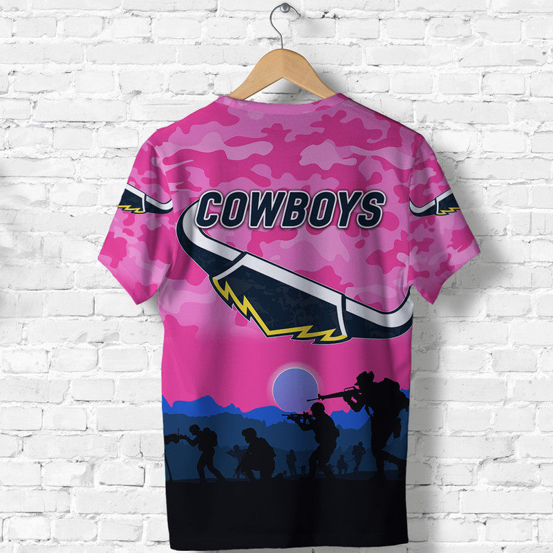 North Queensland Cowboys ANZAC 2022 T shirt Simple Style - Pink - Vibe Hoodie Shop