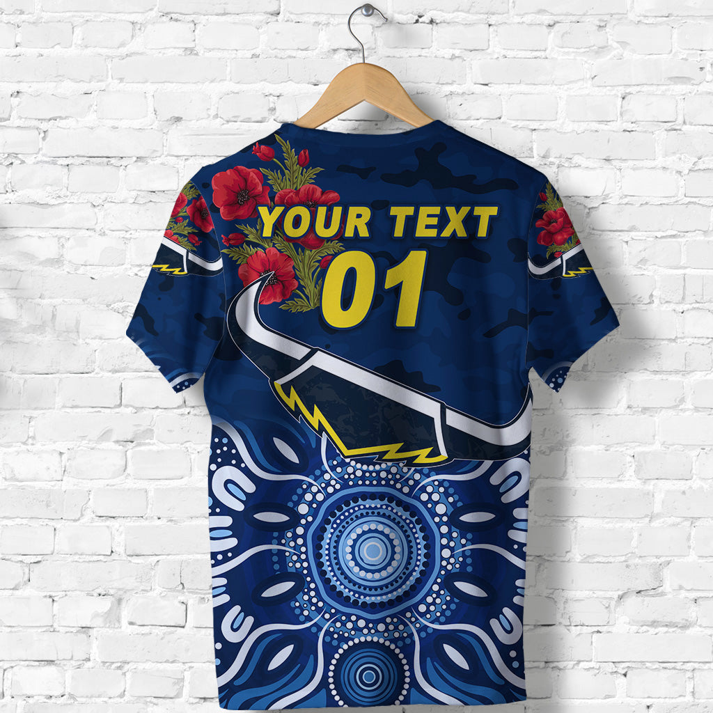 (Custom Personalised) North Queensland Cowboys ANZAC 2022 T shirt Indigenous Vibes - Blue - Vibe Hoodie Shop