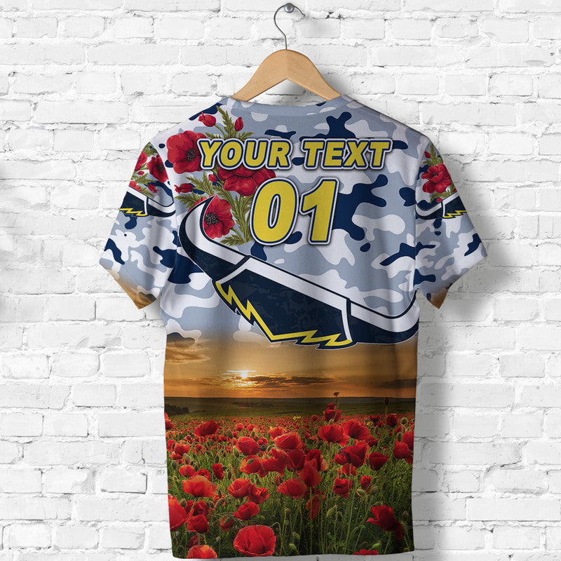 (Custom Personalised) North Queensland Cowboys ANZAC 2022 T shirt Poppy Flowers Vibes - White - Vibe Hoodie Shop