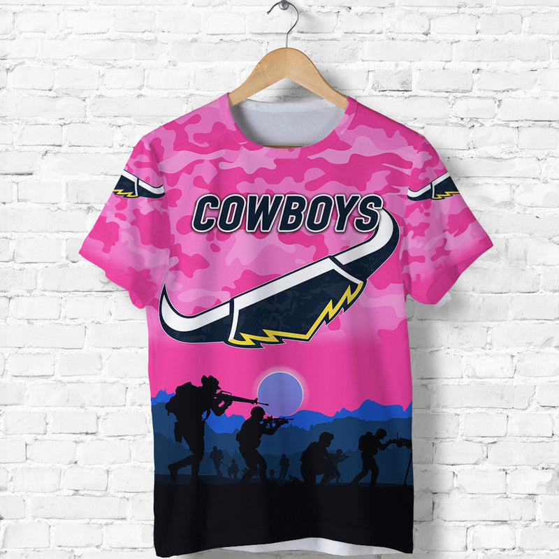 North Queensland Cowboys ANZAC 2022 T shirt Simple Style - Pink - Vibe Hoodie Shop