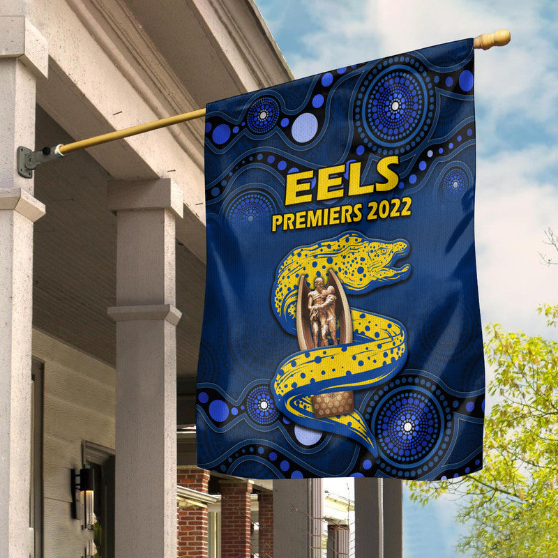 Parramatta Eels Rugby Premiers 2022 Flag Eels Champion Aboriginal Dot Blue Style - Vibe Hoodie Shop
