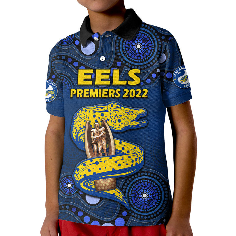 (Custom Personalised) Parramatta Eels Rugby Premiers 2022 Polo Shirt Eels Champion Aboriginal Dot Blue Style LT9 - Vibe Hoodie Shop
