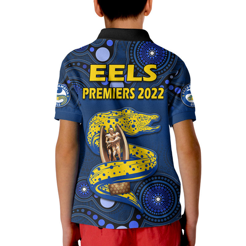 Parramatta Eels Rugby Premiers 2022 Polo Shirt Eels Champion Aboriginal Dot Blue Style LT9 - Vibe Hoodie Shop