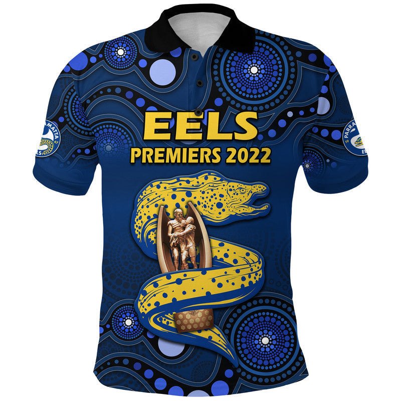 (Custom Personalised) Parramatta Eels Rugby Premiers 2022 Polo Shirt Eels Champion Aboriginal Dot Blue Style LT9 - Vibe Hoodie Shop