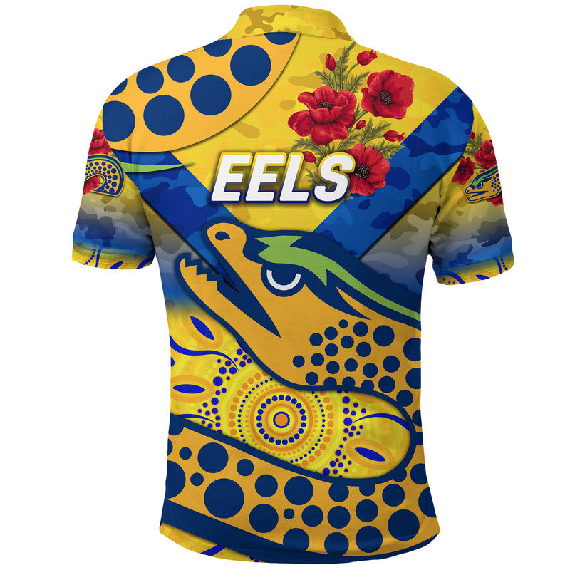 Parramatta Eels ANZAC 2022 Polo Shirt Indigenous Vibes - Gold - Vibe Hoodie Shop