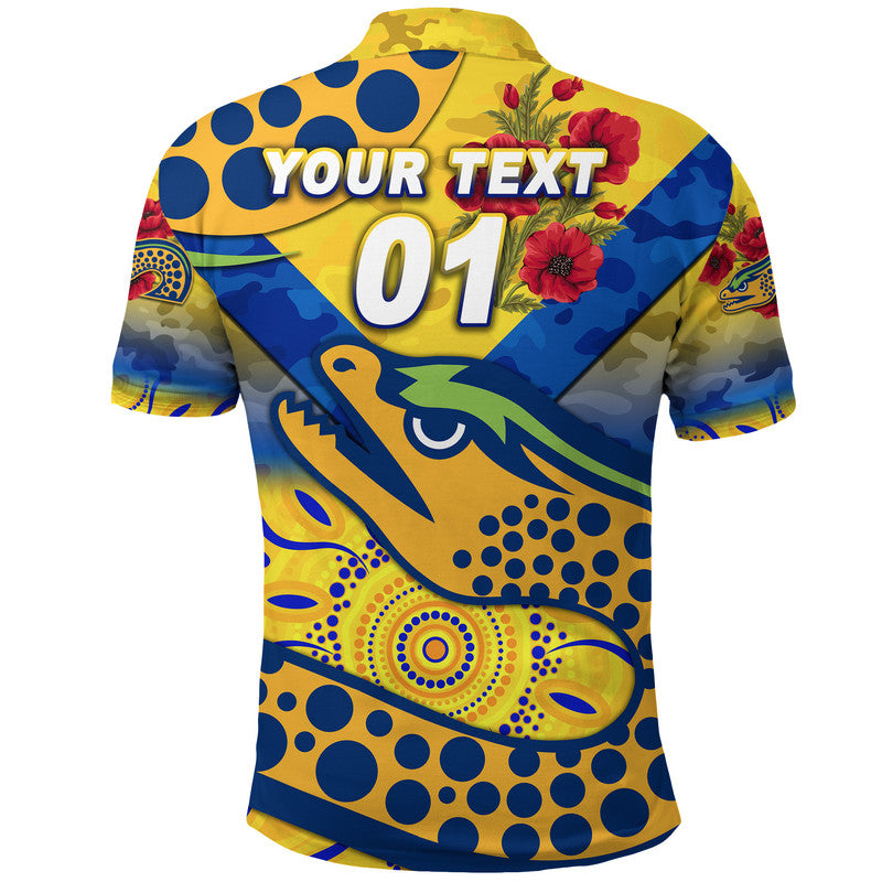 (Custom Personalised) Parramatta Eels ANZAC 2022 Polo Shirt Indigenous Vibes - Gold - Vibe Hoodie Shop