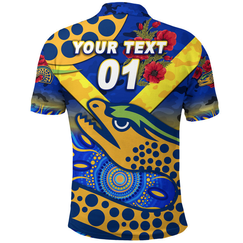 (Custom Personalised) Parramatta Eels ANZAC 2022 Polo Shirt Indigenous Vibes - Blue - Vibe Hoodie Shop